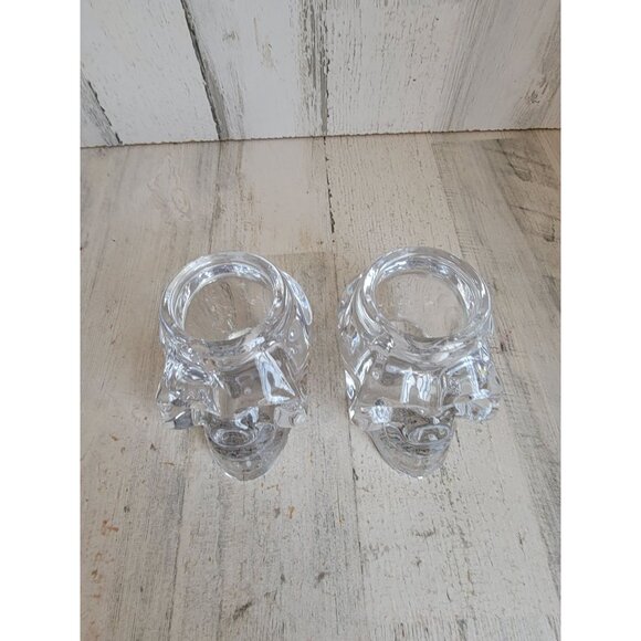 Heavy weighted glass Skull tea light holder Halloween set - Picture 4 of 12